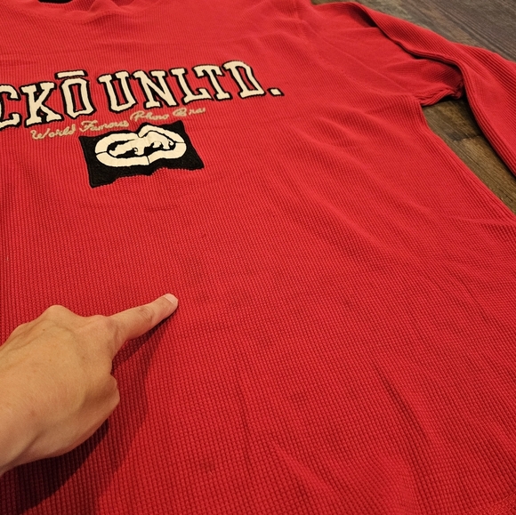 Ecko Unltd Men Large Red Rhino Skater Vintage Y2K Streetwear Long Sleeve Shirt - Picture 5 of 9